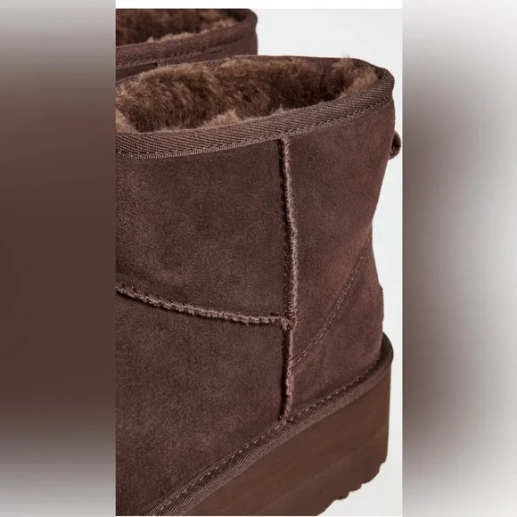 UGG Chocolate Brown Platform Winter Boots in Burn Cedar Color - Picture 5 of 7